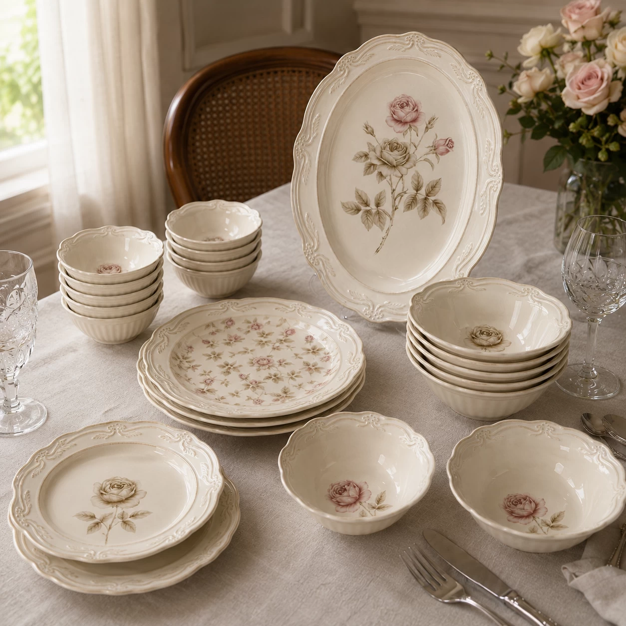 Đĩa tròn Катерина Rosebury 20.3cm| Sứ cường lực cao cấp | ROSEBURY