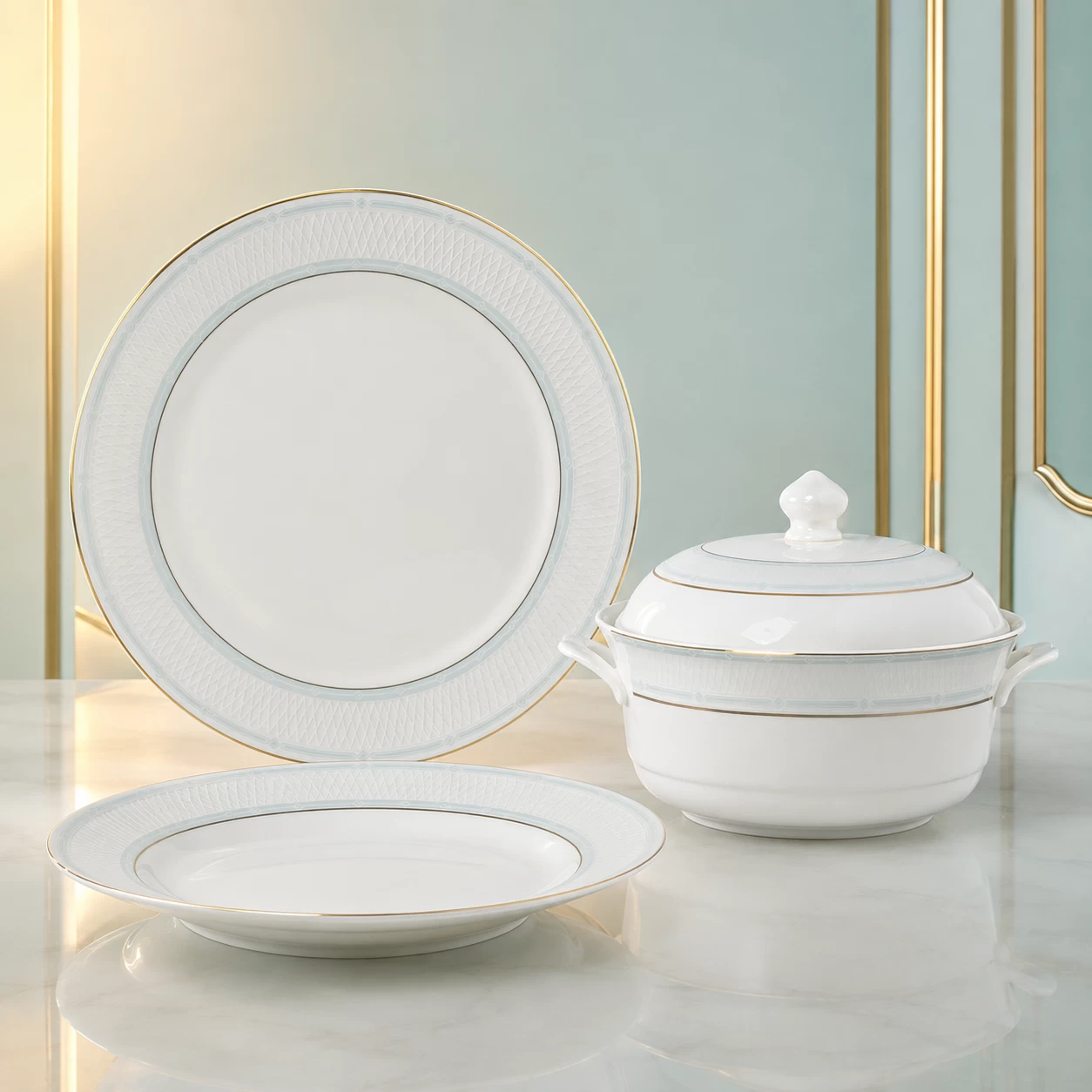 Đĩa tròn Катерина Pristine 20.5cm| Sứ xương | PRISTINE