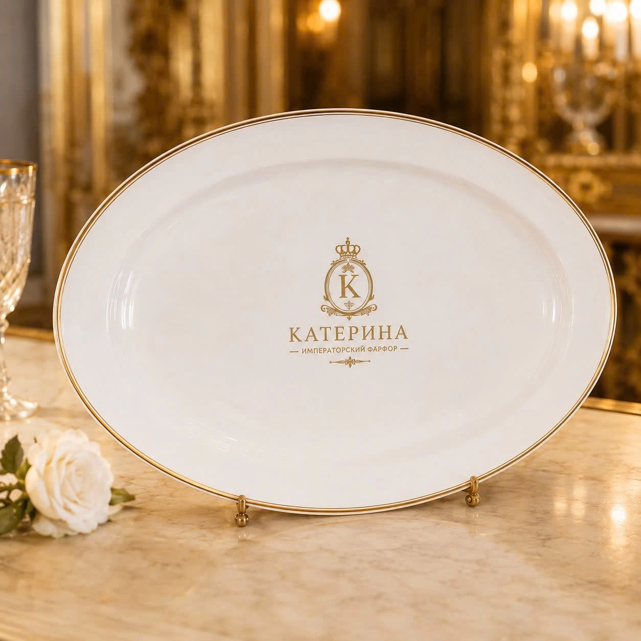Đĩa Oval Катерина 30.5cm| Sứ xương | Катерина