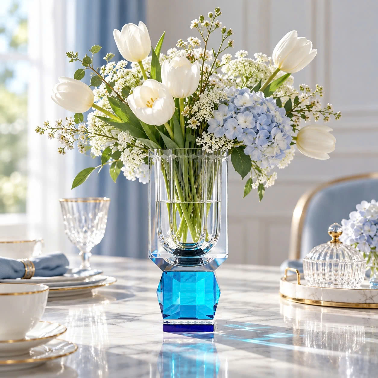 Bình hoa (lọ hoa) pha lê KA JeanBluer Катерина 25.5cm | Crystal Katerina