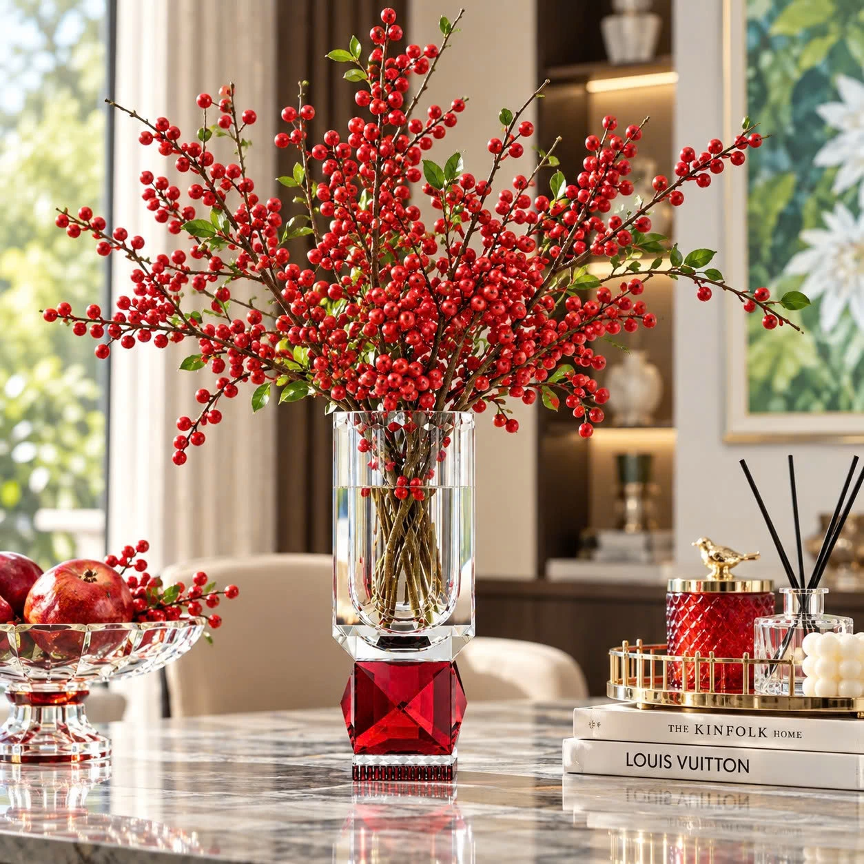 Bình hoa (lọ hoa) pha lê KA Burgundy Катерина 25.5cm | Crystal Katerina