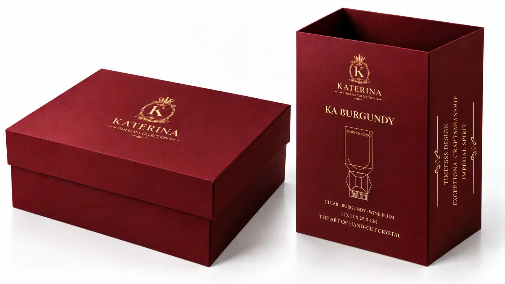 Bình hoa (lọ hoa) pha lê KA Burgundy Катерина 25.5cm | Crystal Katerina