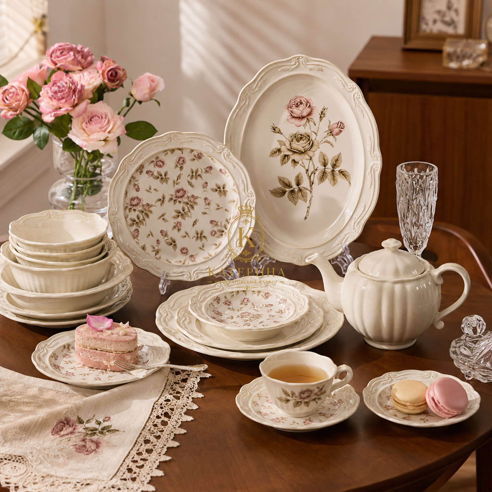 Bộ bát đĩa ăn Катерина Rosebury cho 6 người | Sứ cường lực cao cấp | ROSEBURY
