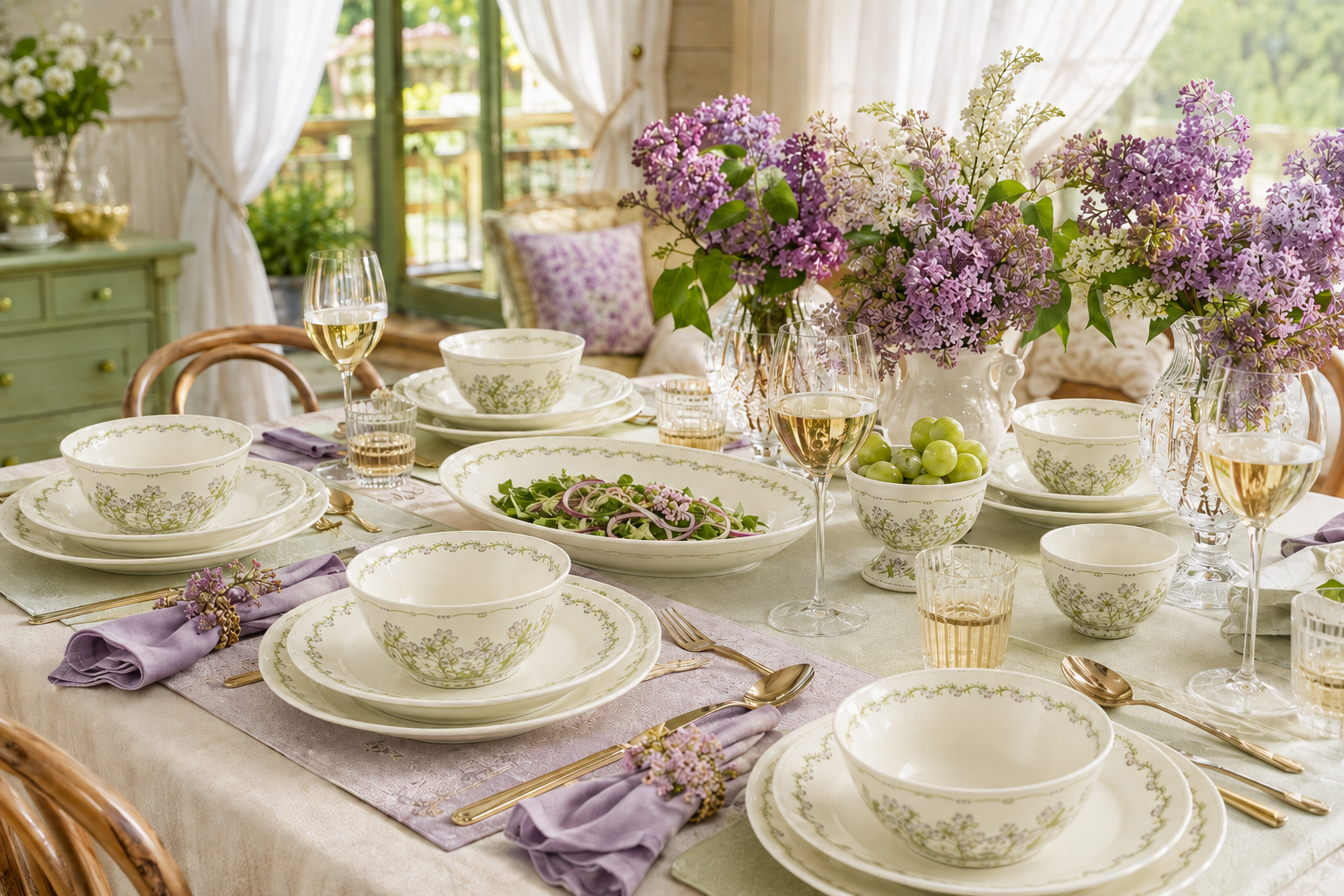 Bộ bát đĩa ăn Катерина Lilas cho 10 người | Sứ cường lực cao cấp | LILAS COLLECTION