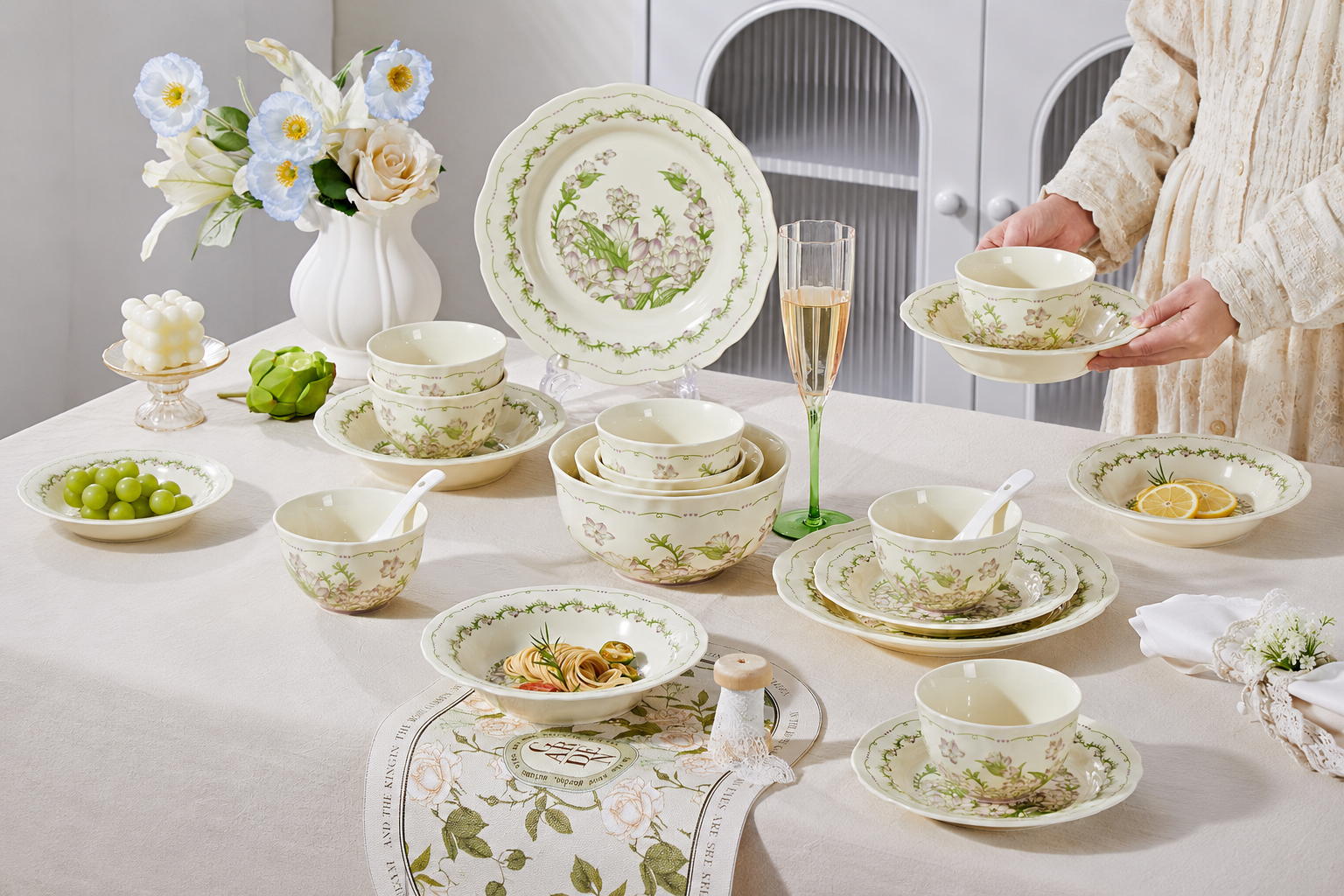 Bộ bát đĩa ăn Катерина Lilas cho 10 người | Sứ cường lực cao cấp | LILAS COLLECTION