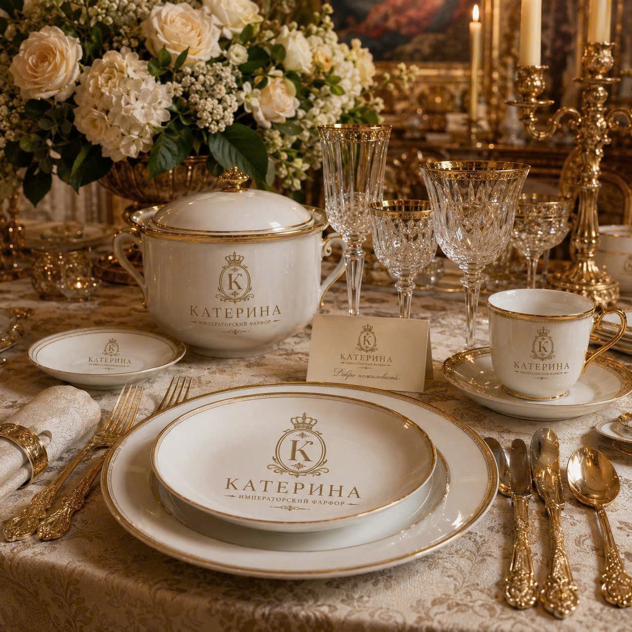 Bộ bát đĩa cao cấp cho 6 người Катерина | Sứ xương cao cấp | Set quà tặng cao cấp | Катерина COLLECTION