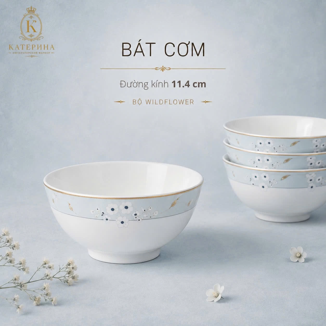Bát cơm (Chén cơm) Катерина Wildflower 11.4cm| Sứ xương | WILDFLOWER