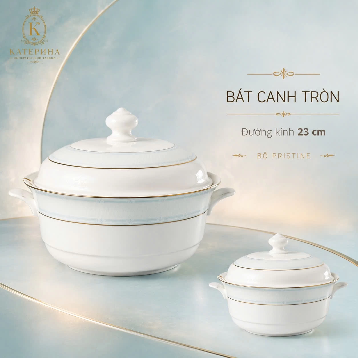 Bát canh tròn Катерина Pristine 20.3cm| Sứ xương | PRISTINE