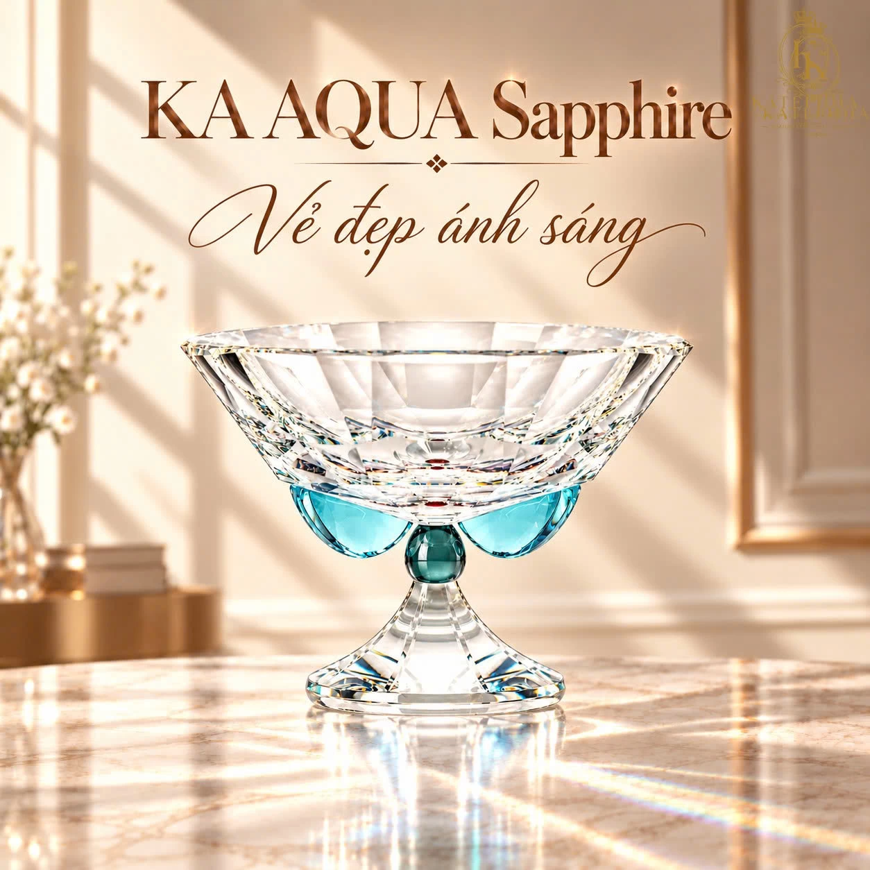 Khay pha lê KA Aqua Sapphire Катерина 15.0cm | Crystal Katerina